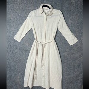 Mira Boutique Woman Size XS Modest Belted Shirt Midi long sleeve Dress